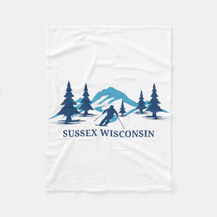 Sus Wisconsin Ski Resort Skiing Skier Fleece Blanket