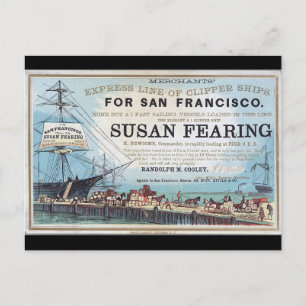 Susan Fearing Clipper sailing ship 1900 Postcard