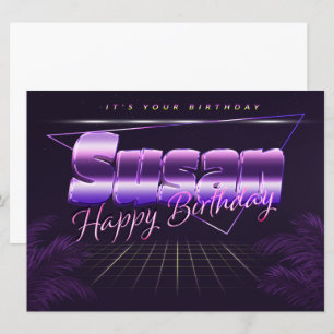 Susan Name Vorname lila retro Karte Geburtstag Card