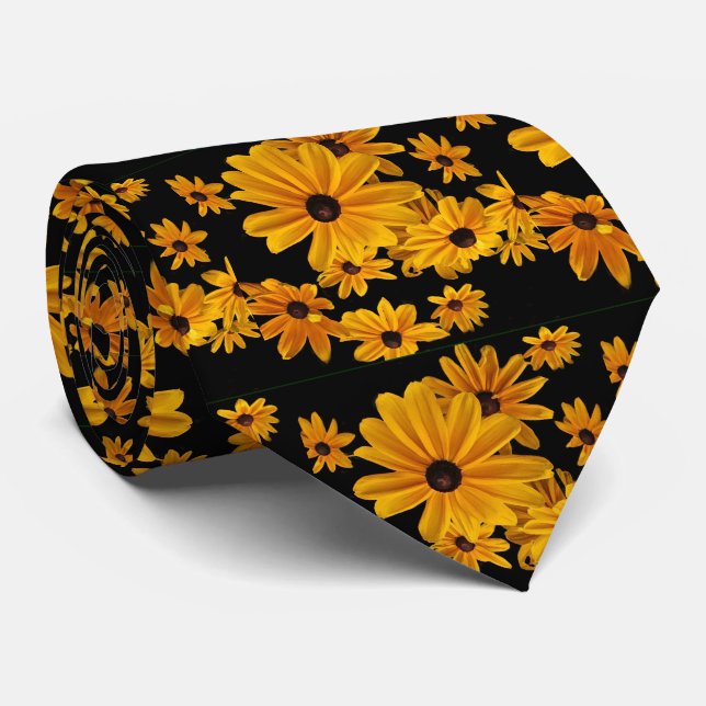 Susan Noir-eyed jaune fleurit la cravate florale (Roulé)