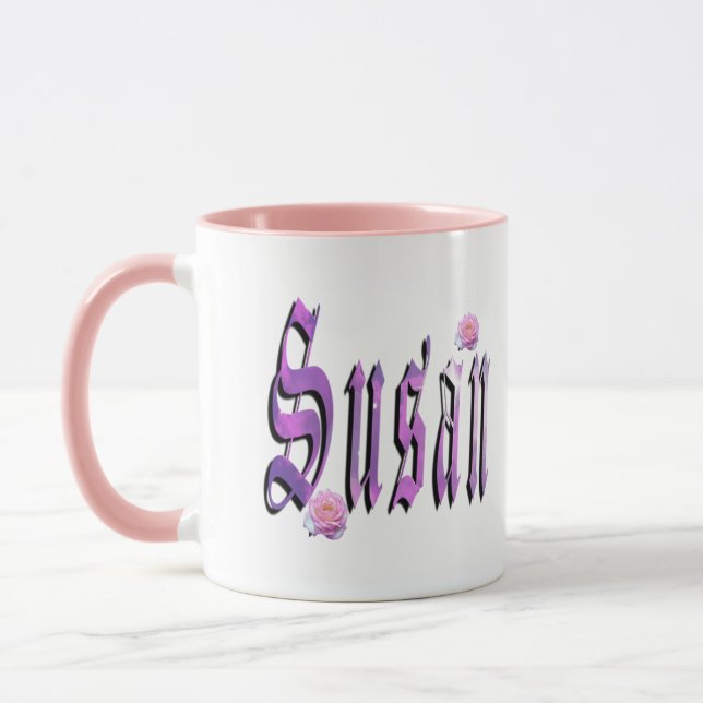 Susan, Nom, Logo, Mug Combo Rose. (Gauche)