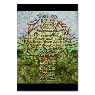 Suscipe Prayer of St. Ignatius, Take Lord, Receive Table Number