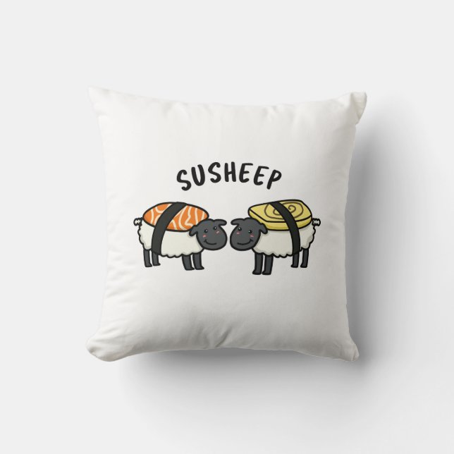 Susheep Funny Sushi Sheep Pun  Throw Pillow (Front)