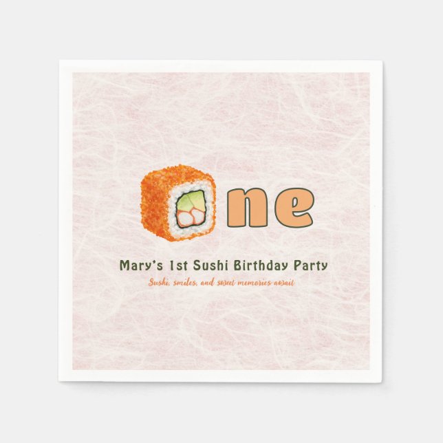 Sushi- 1st Birthday Napkin (Front)