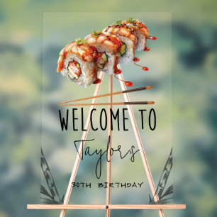 Sushi Adult Birthday Welcome Personalized Acrylic Sign