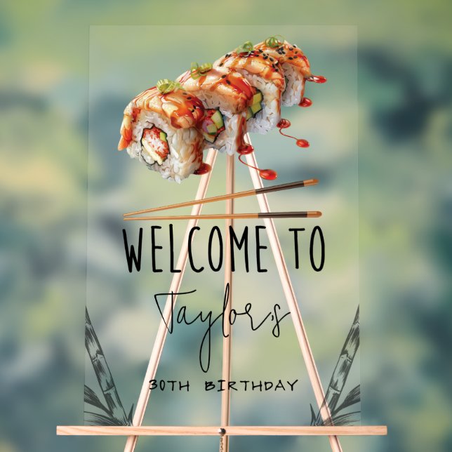 Sushi Adult Birthday Welcome Personalized Acrylic Sign (Neutral)