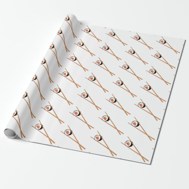 Sushi And Chopsticks Wrapping Paper (Unrolled)