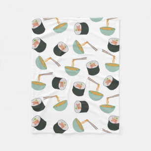 Sushi and Noodles Pattern Fleece Blanket