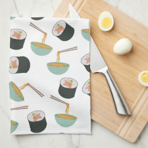 Sushi and Noodles Pattern Kitchen Towel
