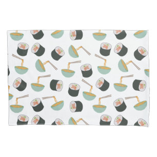 Sushi and Noodles Pattern Pillowcase