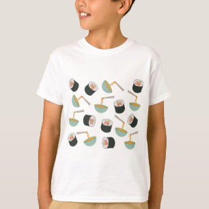 Sushi and Noodles Pattern T-Shirt