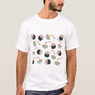 Sushi and Noodles Pattern T-Shirt