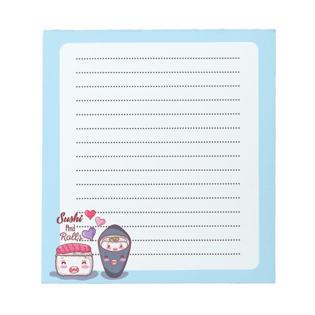 Sushi and Rolls Blue Notepad (Front)