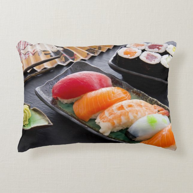 Sushi and rolls decorative pillow (Front)