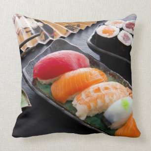 Sushi and rolls throw pillow