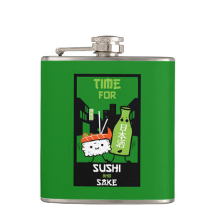 Sushi And Sake Foodies  Hip Flask