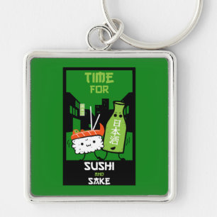 Sushi And Sake Foodies  Keychain