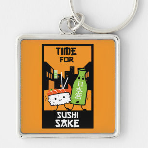 Sushi And Sake Foodies  Keychain