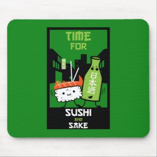 Sushi And Sake Foodies  Mouse Pad