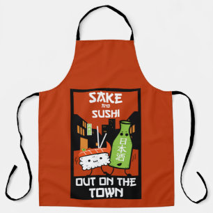 Sushi And Sake Foodies   Napkin Apron