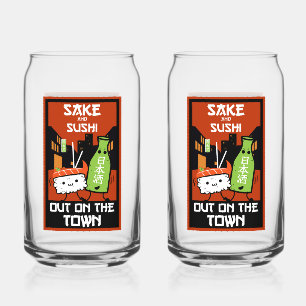 Sushi And Sake Foodies   Napkin Can Glass
