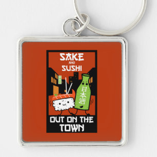 Sushi And Sake Foodies   Napkin Keychain