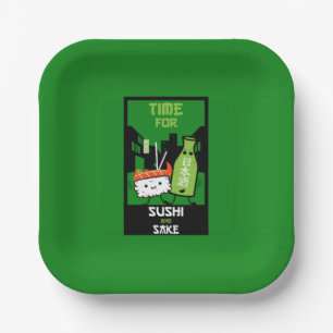 Sushi And Sake Foodies  Paper Plate