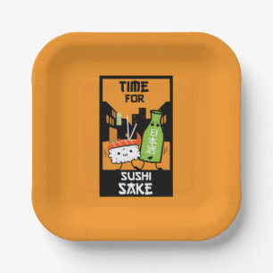 Sushi And Sake Foodies Paper Plate