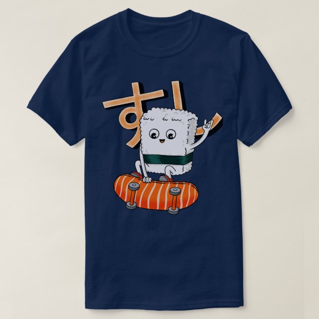 Sushi and Skateboard T-Shirt (Design Front)