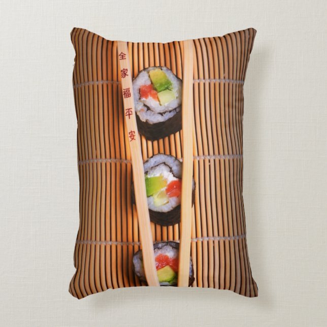 Sushi and wooden chopsticks accent pillow (Front(Vertical))