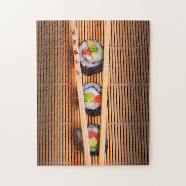Sushi and wooden chopsticks jigsaw puzzle (Vertical)