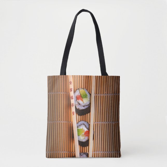 Sushi and wooden chopsticks tote bag (Front)