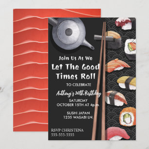 Sushi Anniversaire Fête Invitation