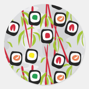 Sushi background classic round sticker
