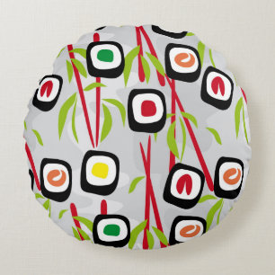 Sushi background round pillow