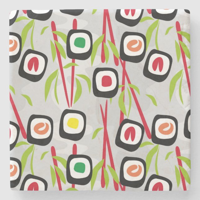 Sushi background stone coaster (Front)