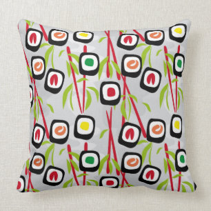 Sushi background throw pillow