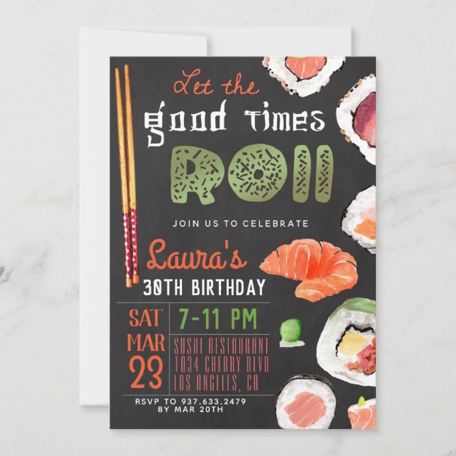 Sushi Birthday Invitation (Front)