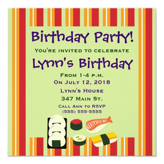 Sushi Birthday Party Invitations