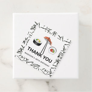 Sushi Birthday Personalized Black White Favour Tags