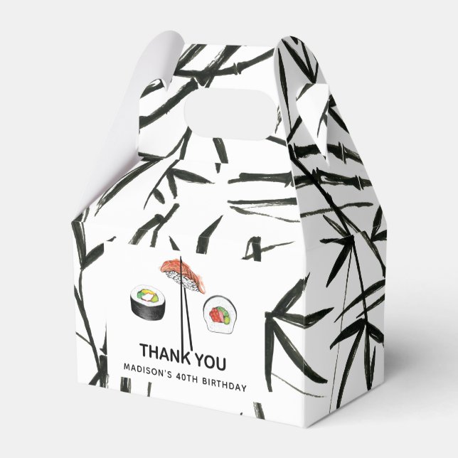 Sushi Birthday Simple Elegant Black White Favor Box (Front Side)