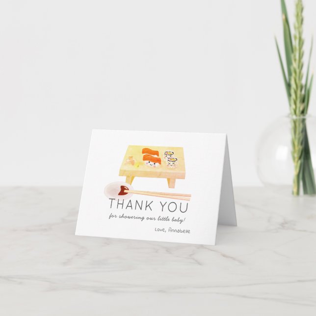 Sushi Board Baby Shower Thank You Card (Front)