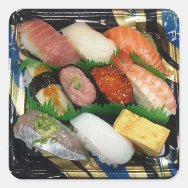 Sushi Box  Japanese Food Square Sticker (Front)