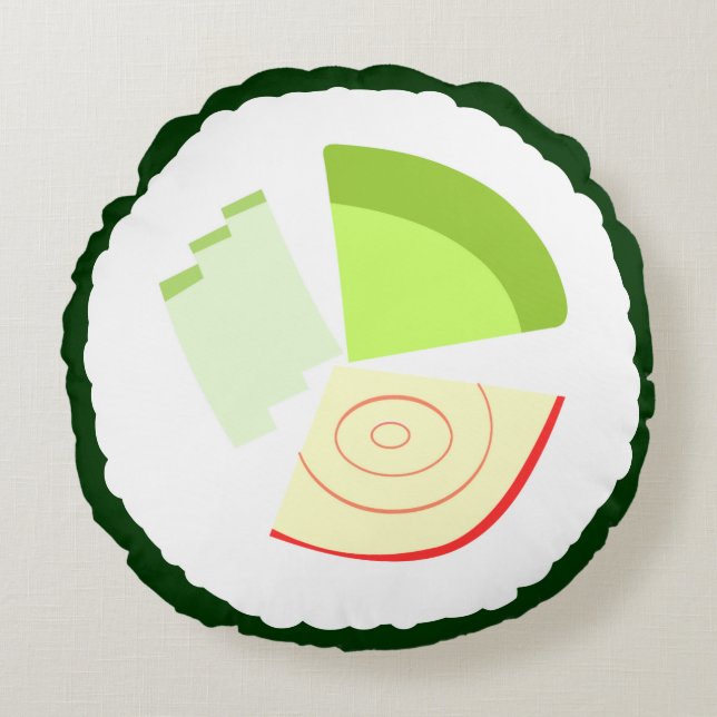 Sushi California Roll Round Pillow (Front)