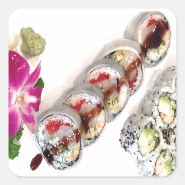 Sushi California Rolls Square Sticker (Front)