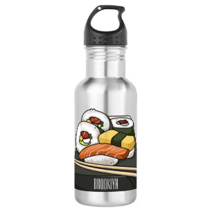 Sushi cartoon illustration 532 ml water bottle