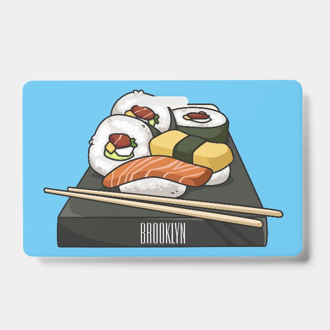 Sushi cartoon illustration  badge (Front)