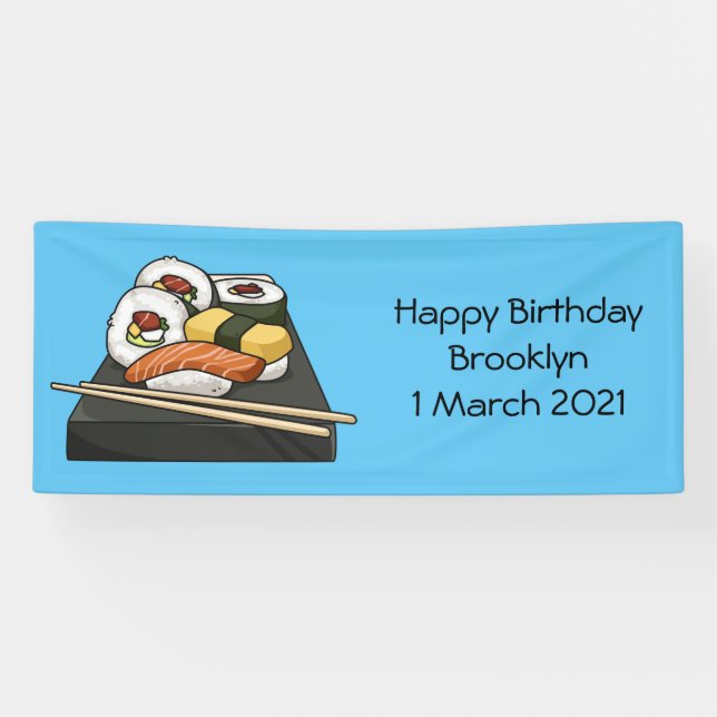 Sushi cartoon illustration banner (Horizontal)
