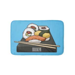 Sushi cartoon illustration  bath mat