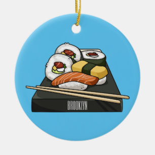 Sushi cartoon illustration  ceramic ornament